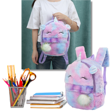 Load image into Gallery viewer, Zaino da ragazza con unicorno di peluche