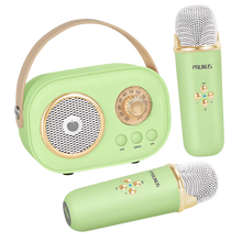 Carica l'immagine nel visualizzatore di Gallery, Mini Karaoke Bluetooth a Doppio Microfono per Bambini -Verde - Ozerty