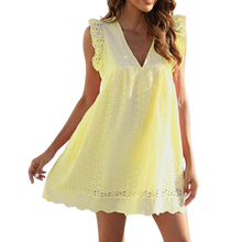 Load image into Gallery viewer, Abito elegante in broderie anglaise -Giallo/XSGiallo/SGiallo/MGiallo/LGiallo/XLGiallo/XXLGiallo/3XL - Ozerty