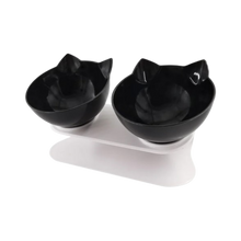 Load image into Gallery viewer, Ciotola comfort rialzata per gatti -Nero/Doppio - Ozerty