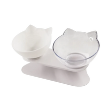 Load image into Gallery viewer, Ciotola comfort rialzata per gatti -Bianco Trasparente/Doppio - Ozerty