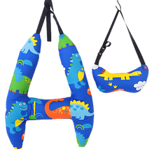 Load image into Gallery viewer, Cuscino da Viaggio per Collo con Supporto Ergonomico -Dinosauro blu profondo - Ozerty
