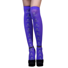Load image into Gallery viewer, Calze Compressori con Design Festivi per Halloween -Scheletro viola - Ozerty
