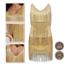 Load image into Gallery viewer, Vestito slip con scollo a V in paillettes - Ozerty
