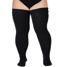 Load image into Gallery viewer, Calze alte da donna con punta rinforzata -Nero - Ozerty