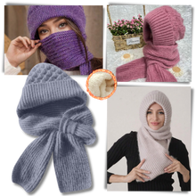 Load image into Gallery viewer, Cappello con cappuccio in maglia antivento con sciarpa e protezione per le orecchie integrate - Ozerty