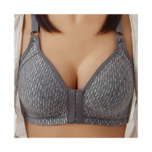 Load image into Gallery viewer, Reggiseno push up senza fili per taglie forti -Cotone piqué grigio - Ozerty