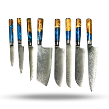 Load image into Gallery viewer, Coltelli giapponesi della serie Mare Giallo -Set di 8 coltelli da chef giapponesi - Ozerty
