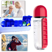 Load image into Gallery viewer, Bottiglia d&#39;acqua in plastica con portapillole - Ozerty
