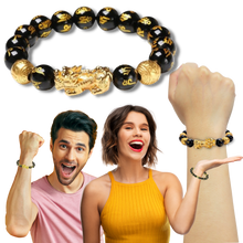 Load image into Gallery viewer, Bracciale in ossidiana nero e oro - Ozerty

