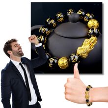 Load image into Gallery viewer, Bracciale in ossidiana nero e oro - Ozerty
