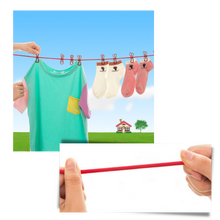 Load image into Gallery viewer, Stendibiancheria da campeggio elasticizzato da 4 m con picchetti
