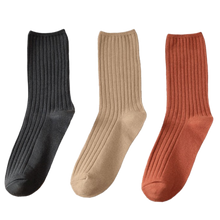 Load image into Gallery viewer, 3 Paia di calzini in cotone a coste per donna
