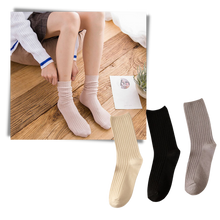 Load image into Gallery viewer, 3 Paia di calzini in cotone a coste per donna - Ozerty
