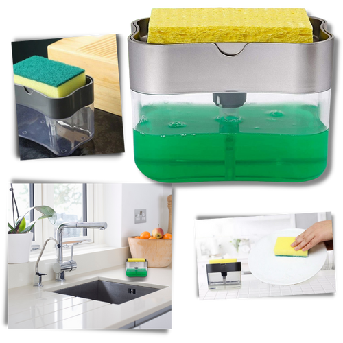 Distributore di detersivo da cucina con porta spugna - Ozerty