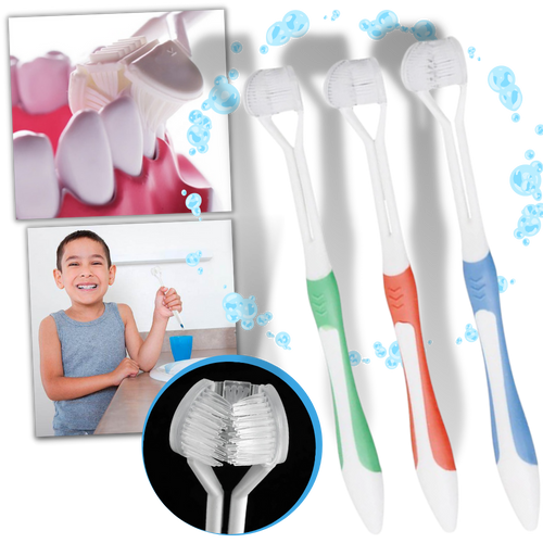 Spazzolino a tre lati per adulti e bambini - Ozerty