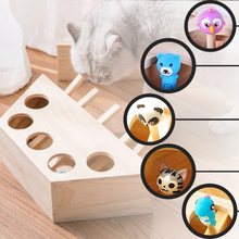 Load image into Gallery viewer, Giocattolo di legno interattivo per gatti con 5 buchi
