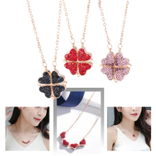 Load image into Gallery viewer, Collana a cuore regolabile a 4 foglie di trifoglio - Ozerty
