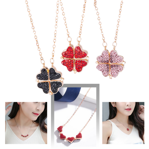 Collana a cuore regolabile a 4 foglie di trifoglio - Ozerty