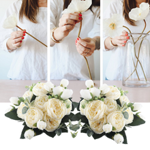 Load image into Gallery viewer, Bouquet di fiori artificiali di seta con peonie e rose - Ozerty
