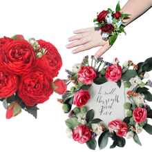 Load image into Gallery viewer, Bouquet di fiori artificiali di seta con peonie e rose - Ozerty
