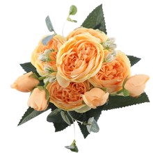 Load image into Gallery viewer, Bouquet di fiori artificiali di seta con peonie e rose - Ozerty
