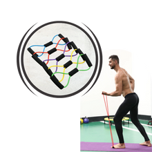 Carica l&#39;immagine nel visualizzatore di Gallery, Fascia elastica di resistenza fitness con maniglie e 8 forme - Ozerty
