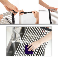 Load image into Gallery viewer, Scolapiatti in acciaio inossidabile arrotolabile per piatti e alimenti - Ozerty
