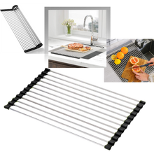 Load image into Gallery viewer, Scolapiatti in acciaio inossidabile arrotolabile per piatti e alimenti - Ozerty
