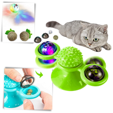 Load image into Gallery viewer, Giocattolo per gatti con mulino a vento rotante e spazzola - Ozerty
