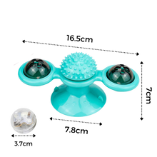 Load image into Gallery viewer, Giocattolo per gatti con mulino a vento rotante e spazzola - Ozerty
