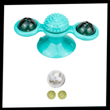 Load image into Gallery viewer, Giocattolo per gatti con mulino a vento rotante e spazzola - Ozerty
