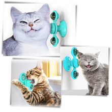 Load image into Gallery viewer, Giocattolo per gatti con mulino a vento rotante e spazzola - Ozerty
