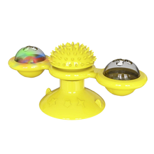 Load image into Gallery viewer, Giocattolo per gatti con mulino a vento rotante e spazzola
