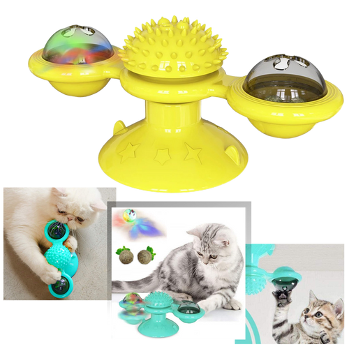 Giocattolo per gatti con mulino a vento rotante e spazzola - Ozerty