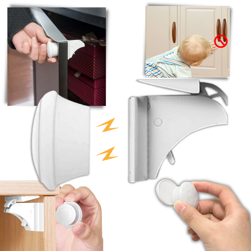 Confezione da 4 serrature magnetiche per armadietti di sicurezza per bambini - Ozerty