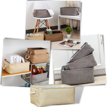 Load image into Gallery viewer, Elegante cestino di lino con manici in corda - Ozerty
