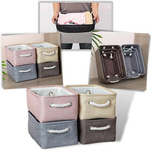 Elegante cestino di lino con manici in corda - Ozerty