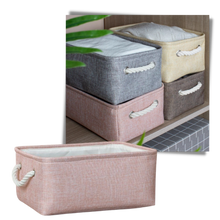 Load image into Gallery viewer, Elegante cestino di lino con manici in corda
