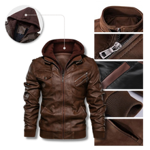 Load image into Gallery viewer, Giacca da moto classica in pelle marrone - Ozerty
