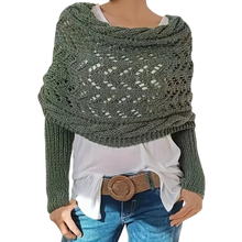 Load image into Gallery viewer, Accogliente Coprispalle Lavorato a Maglia -Verde grigiastro - Ozerty
