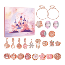 Load image into Gallery viewer, Calendario dell&#39;Avvento 24 Giorni con Gioielli Fai-da-Te -Castello Rosa - Ozerty
