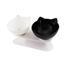 Load image into Gallery viewer, Ciotola comfort rialzata per gatti -Bianco Nero/Doppio - Ozerty
