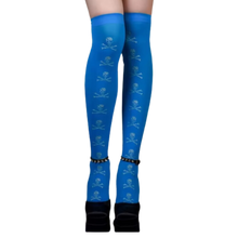 Load image into Gallery viewer, Calze Compressori con Design Festivi per Halloween -Scheletro blu - Ozerty
