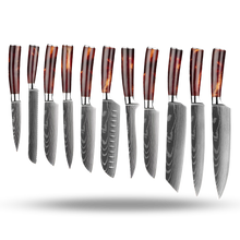 Load image into Gallery viewer, Coltelli giapponesi della serie Terra di fuoco -Set di 10 coltelli da chef giapponesi - Ozerty
