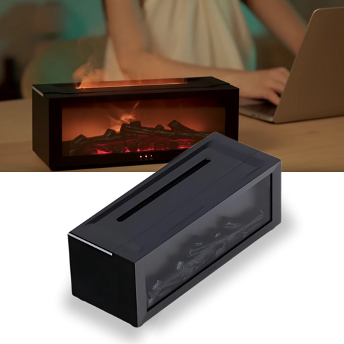 Diffusore di Oli Essenziali a LED con Simulazione di Camino - Ozerty