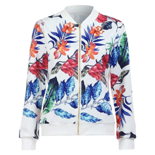 Load image into Gallery viewer, Giacca bomber a maniche lunghe a fiori
 -Bianco/SBianco/MBianco/LBianco/XLBianco/XXLBianco/3XLBianco/4XLBianco/5XL - Ozerty

