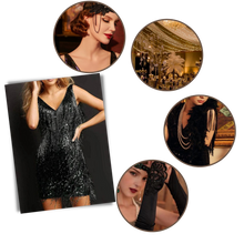 Carica l&#39;immagine nel visualizzatore di Gallery, Vestito slip con scollo a V in paillettes  - Ozerty
