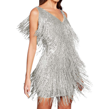 Carica l&#39;immagine nel visualizzatore di Gallery, Vestito slip con scollo a V in paillettes  -Grigio/SGrigio/MGrigio/LGrigio/XLGrigio/XXLGrigio/3XL - Ozerty
