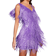 Carica l&#39;immagine nel visualizzatore di Gallery, Vestito slip con scollo a V in paillettes  -Viola/SViola/MViola/LViola/XLViola/XXLViola/3XL - Ozerty
